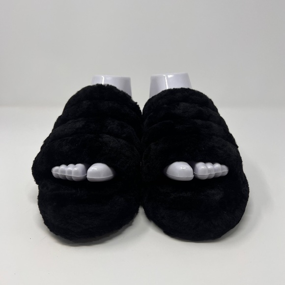 UGG Black Sherpa Fluff Yeah Platform Slide Sandal Slippers Size 6 Women's - Picture 3 of 12